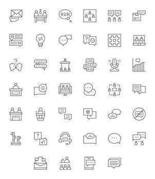 Discussion Icon Toolkit featuring 40 Detail Enhanced 256x256 Thin Line elements vector