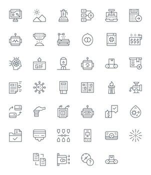 40 Delgado línea píxel optimizado alto resolución íconos desde Procesando suite vector