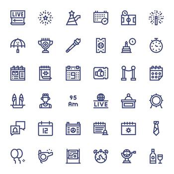 36 Retina Ready Bold Line Pixel Aligned Icons for Event Projects vector