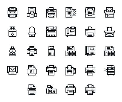 Printer Icon Repository containing 28 Bold Line 256x256 Pixel Aligned graphics vector