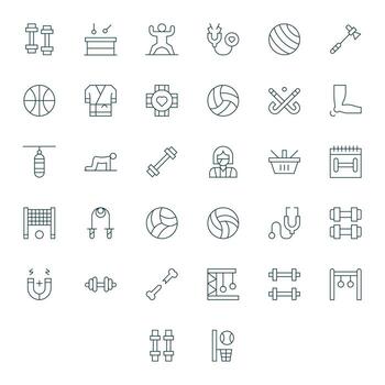 Physical Icon Set with 32 Thin Line Retina Ready Pixel Optimized Graphics vector
