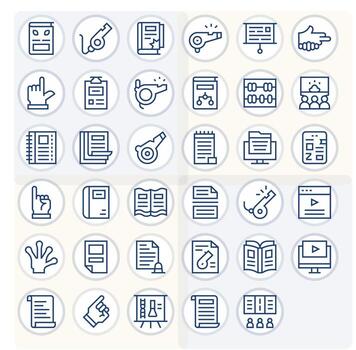 35 Regular Line Pixel Aligned Icons crafted for Instruction 256x256 applications vector