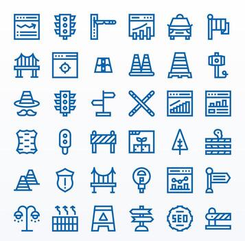 36 High Resolution Bold Line Icons optimized for Traffic PIXEL Perfect display vector