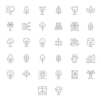 32 128x128 Pixel Aligned Icons for Tree in Thin Line Theme vector