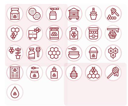 25 Grid Fitted Regular Line Icons from Honey Collection vector