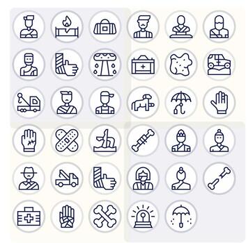 Accident Icon Repository containing 35 Regular Line 64x64 Pixel Aligned graphics vector