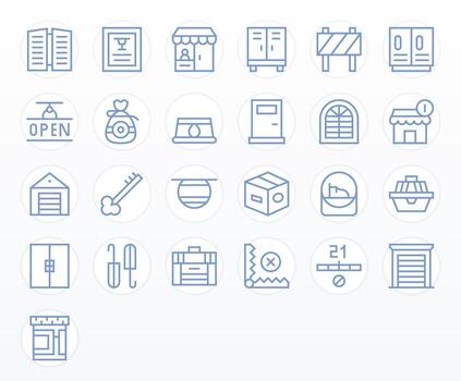 25 Regular Line Grid Fitted High Resolution Icons from Closed Suite vector