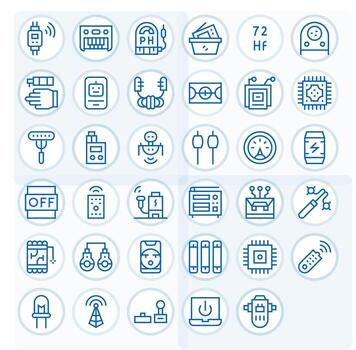 35 High Resolution Regular Line Icons optimized for Electronics Pixel Aligned display vector
