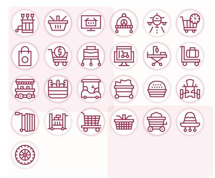 carro icono biblioteca con 25 regular línea 128x128 cuadrícula equipado diseños vector