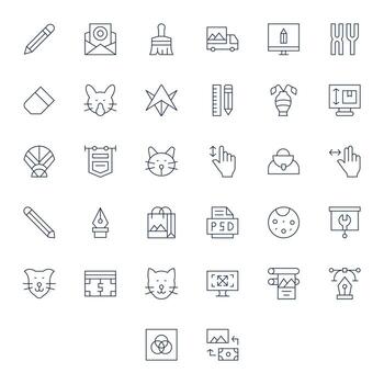 32 Editable Thin Line Icons from Graphic Design Collection vector