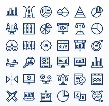 36 Retina Ready Icons for Comparison in Display Perfect Bold Line Format vector