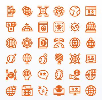 36 128x128 Bold Line Icons optimized for Internationalization PIXEL Perfect display vector
