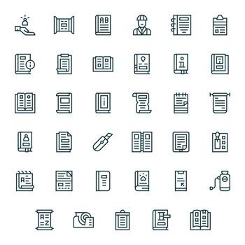 manual escalable conjunto presentando 35 editable regular línea 64 x 64 íconos vector