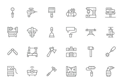 estampación visual paquete conteniendo 24 Delgado línea píxel optimizado íconos vector