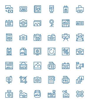 regular línea cuadrícula equipado íconos desde foto conjunto con 42 256x256 íconos vector