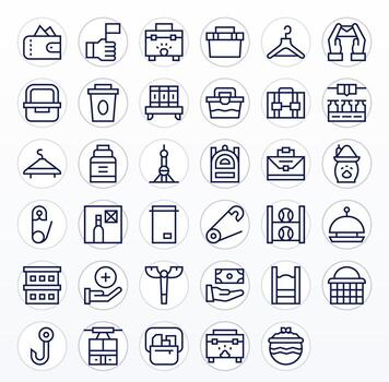 Hold Design Icons featuring 35 Pixel Aligned Regular Line Style vector