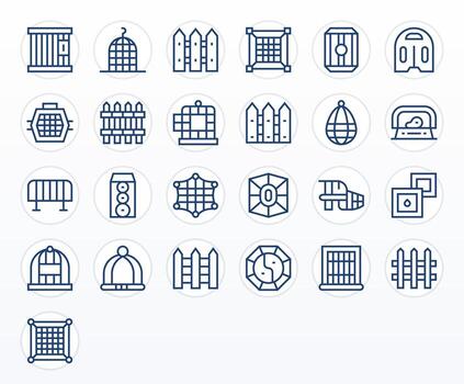25 Regular Line Icons for Enclosure in crisp 256x256 Display Perfect resolution vector