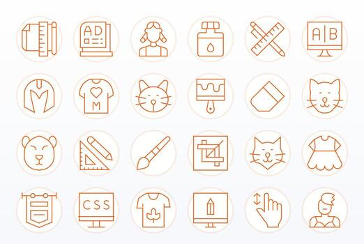 24 Thin Line Icons designed for Graphic Design in Retina Ready Display Perfect format vector
