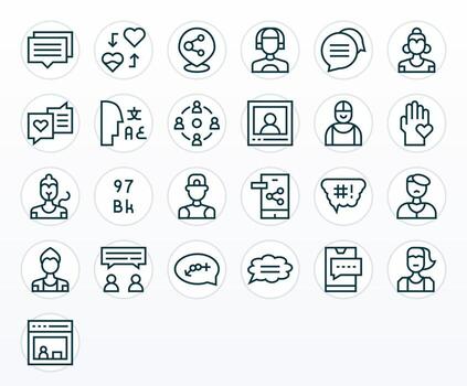 25 regular línea editable íconos a la medida para social medios de comunicación 128x128 interfaz vector