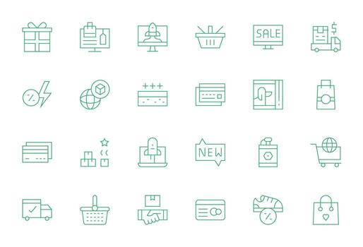 24 Thin Line Icons from ECommerce in Retina Ready Display Perfect Quality vector