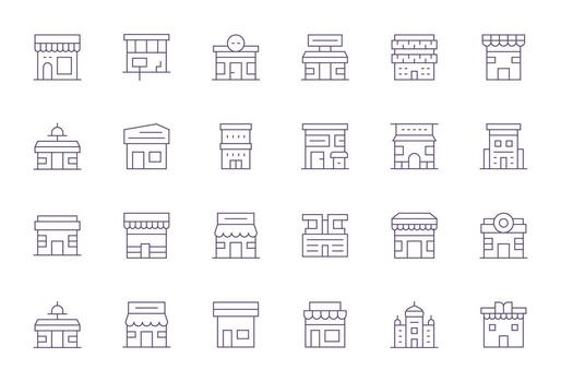 24 Thin Line Icons for Retail Space in crisp High Resolution Editable resolution vector