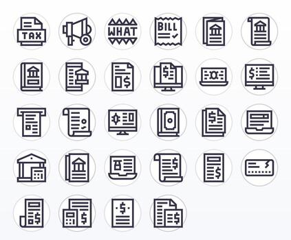 Statement Icon Set with 28 Bold Line 256x256 Pixel Optimized Graphics vector