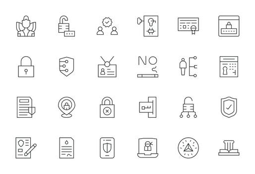 autenticación visual paquete conteniendo 24 Delgado línea píxel optimizado íconos vector
