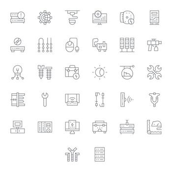 32 alto resolución íconos para hardware en cuadrícula equipado Delgado línea formato vector
