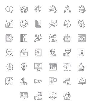 40 Pixel Optimized Thin Line Icons designed for Help Interface vector