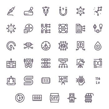 35 regular línea detalle mejorado íconos para circuito gráficos vector