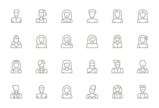 usuario icono visual paquete conteniendo 24 Delgado línea píxel Perfecto íconos vector