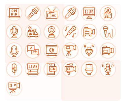 25 píxel optimizado íconos temática alrededor En Vivo en alto resolución regular línea formato vector