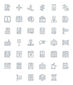 40 Icons for Guide featuring High Resolution Grid Fitted Thin Line Graphics vector