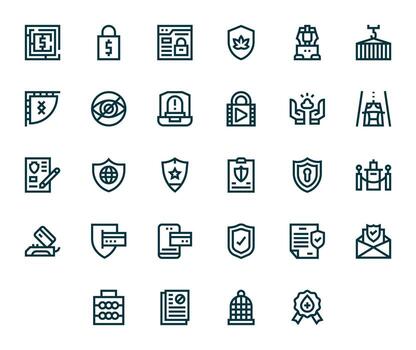 Secure Design Icons featuring 28 Editable Bold Line Style vector