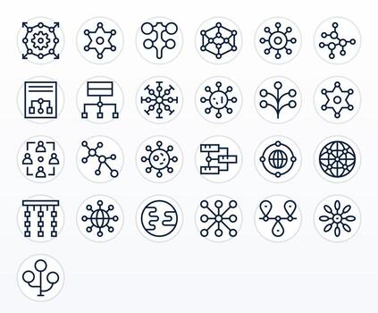 25 High Resolution Regular Line Detail Enhanced Icons for Links Projects vector