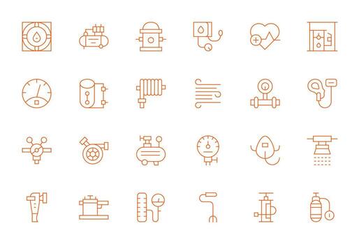 24 Thin Line Icons for Pressure in crisp High Resolution Pixel Optimized resolution vector