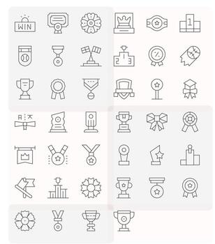 Trophy Visual Pack containing 40 Thin Line Pixel Optimized Icons vector