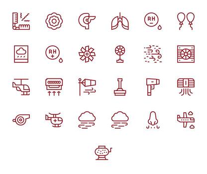 25 Pixel Aligned Regular Line Icons designed for Air Interface vector