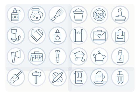 24 Thin Line Grid Fitted 64x64 Icons from Handle Suite vector
