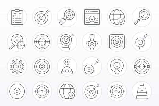 24 Thin Line Display Perfect Icons for Objective Graphics vector