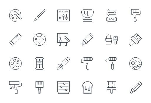 color escalable conjunto presentando 24 monitor Perfecto Delgado línea 256x256 íconos vector