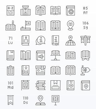 Thin Line Grid Fitted Icons from Reference Set with 40 64x64 Icons vector