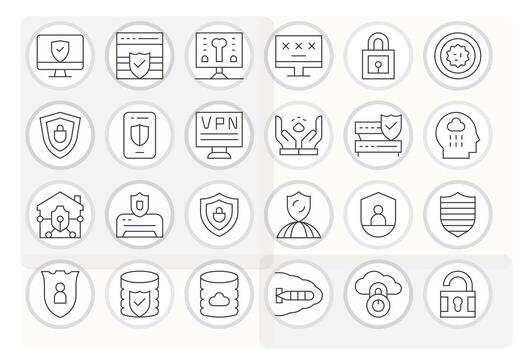 24 Thin Line Pixel Optimized 64x64 Icons from Cyber Security Suite vector