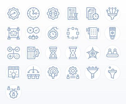 proceso icono conjunto con 25 regular línea alto resolución monitor Perfecto gráficos vector