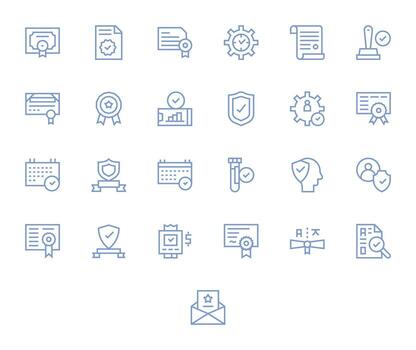 Validated featuring 25 High Resolution Icons in Regular Line Design vector