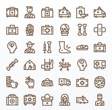 Trauma Icon Repository containing 36 Bold Line 64x64 Pixel Optimized graphics vector