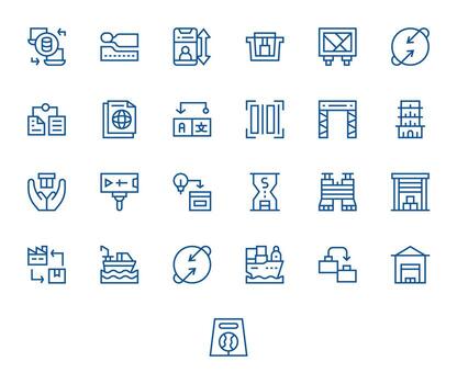 Import Scalable Set featuring 25 Display Perfect Regular Line 64x64 Icons vector