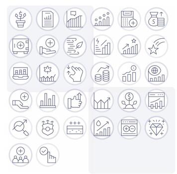 incrementar visual paquete conteniendo 32 Delgado línea monitor Perfecto íconos vector
