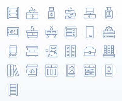 25 128x128 Regular Line Icons optimized for Cabinet Display Perfect display vector