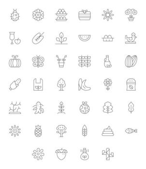 40 Thin Line Pixel Optimized Icons for Organic Graphics vector